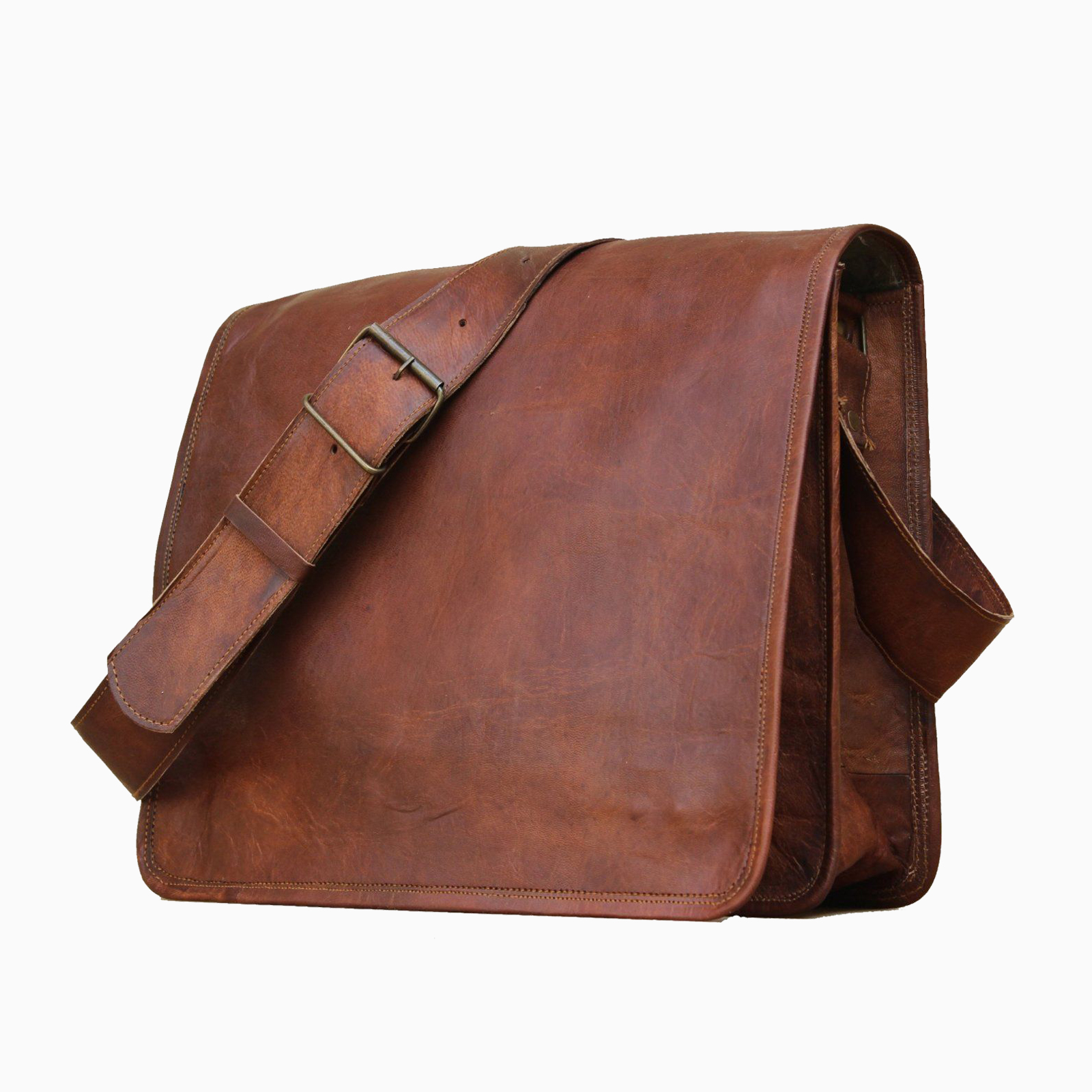 Men's Office Crossbody Genuine Leather Full Flap Shoulder Messenger  Bag